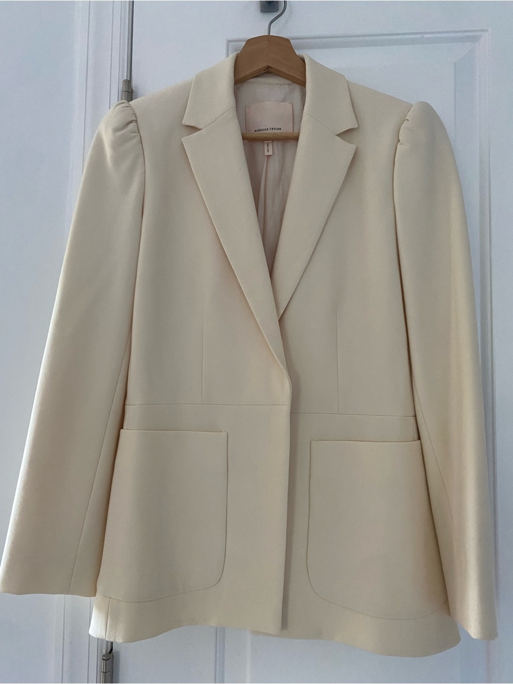 Rebecca Taylor Cream Tailored Blazer with Patch Pockets